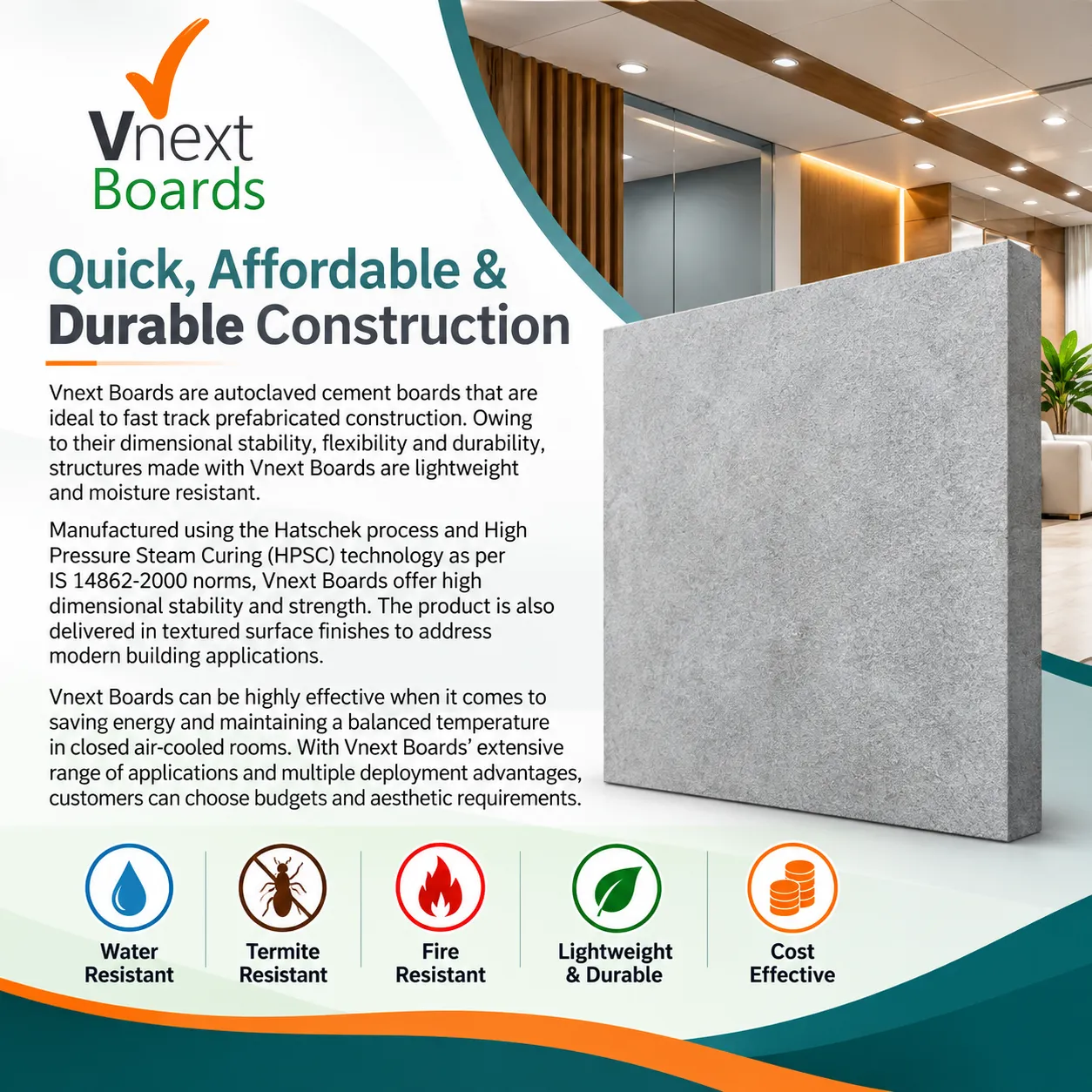 Vnext Autoclaved Cement Board – Durable & Lightweight Construction Board - Image 3