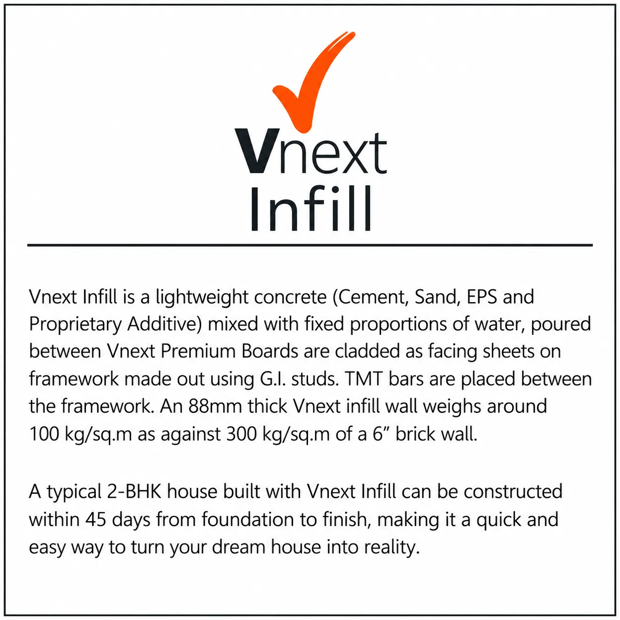 Vnext Infill Concrete – Lightweight, Energy-Efficient Wall Infill System
