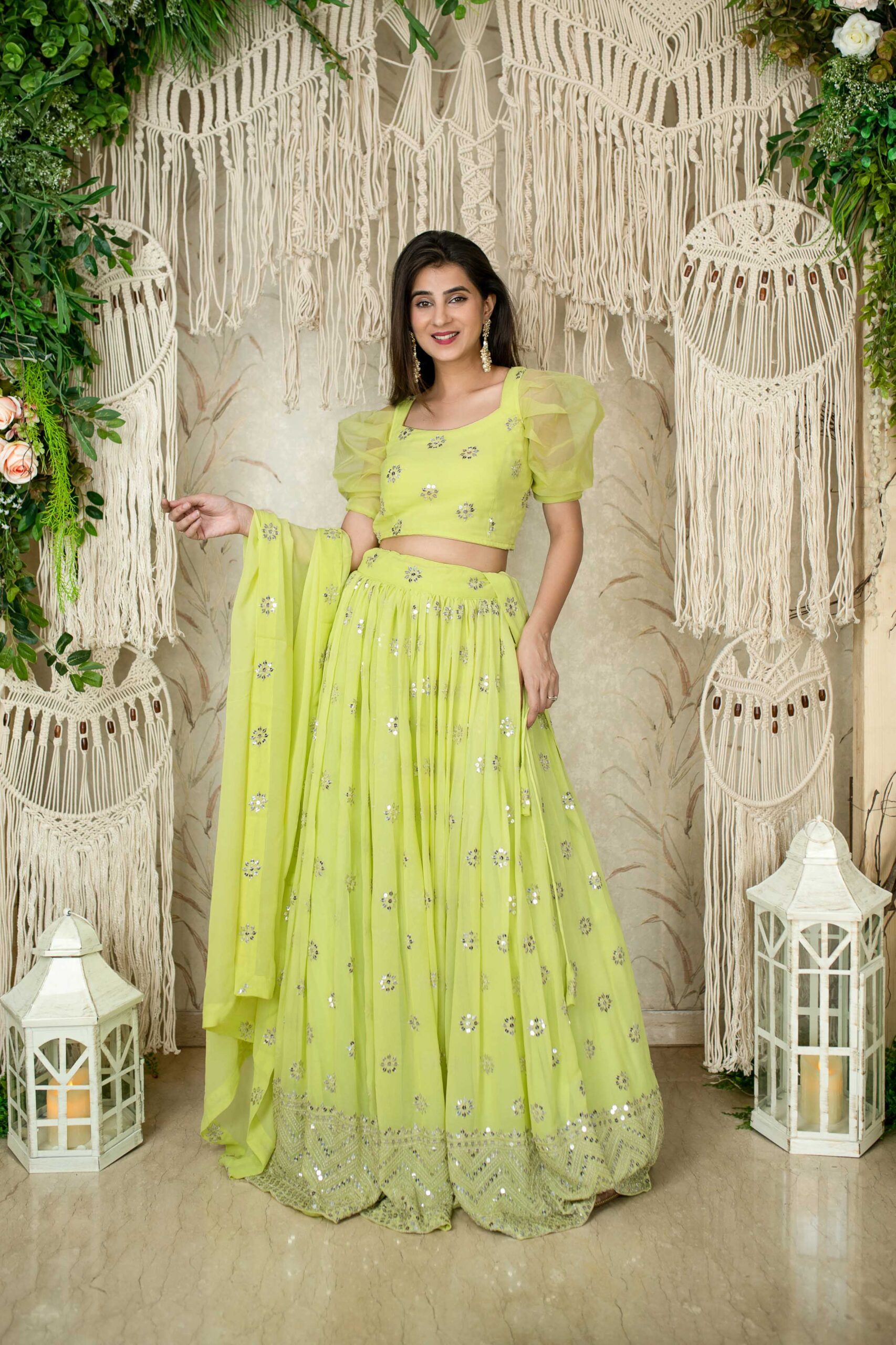 Designer Sequins Zari Embroidered Lehenga Set with Matching Dupatta